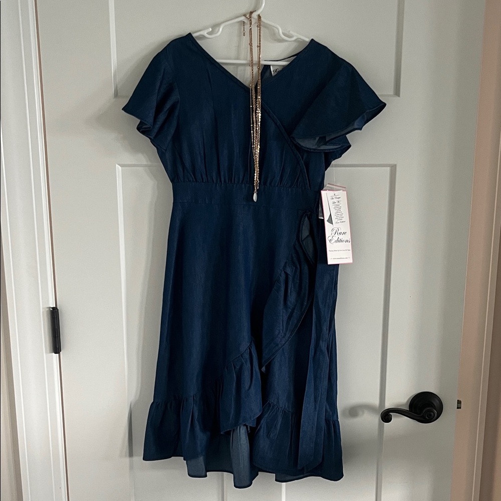 Elegant Dark Chambray Kids Dress